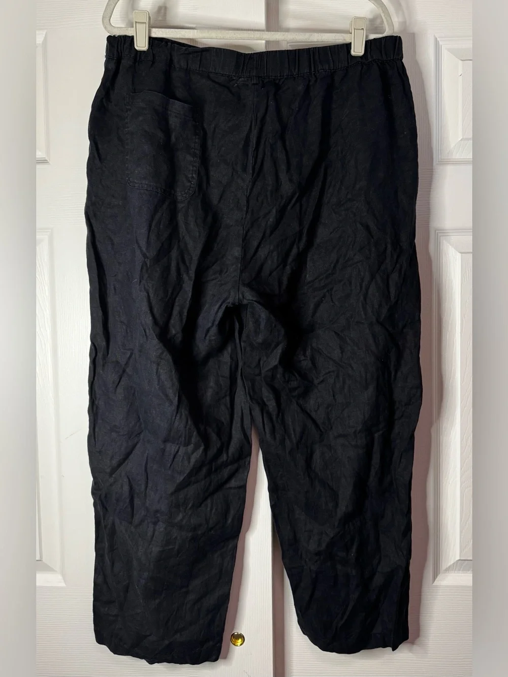 Quince Italian Linen Black Straight Leg Ankle Pants - Size XL